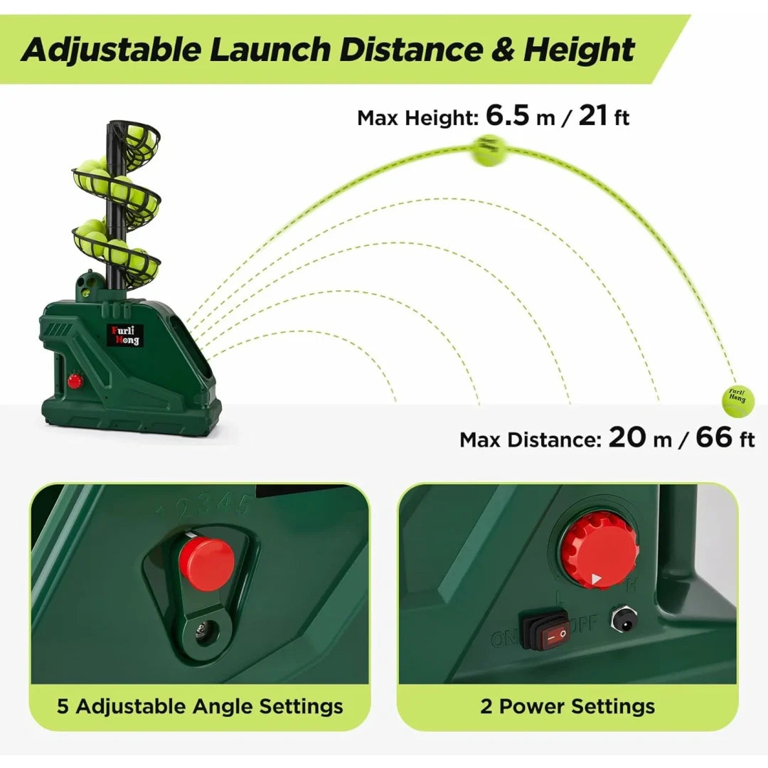 Portable Tennis Ball Machine｜5 Adjustable Angles, 30 MPH Max Speed for Solo & Group Training