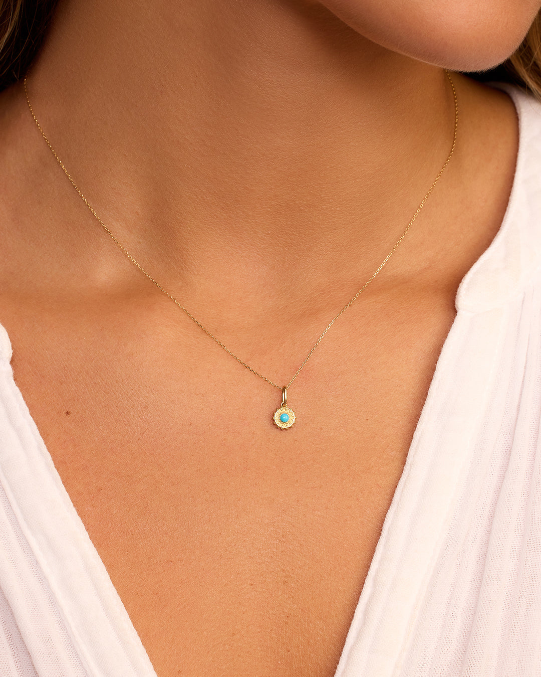 14K Gold Sun Birthstone Charm Necklace