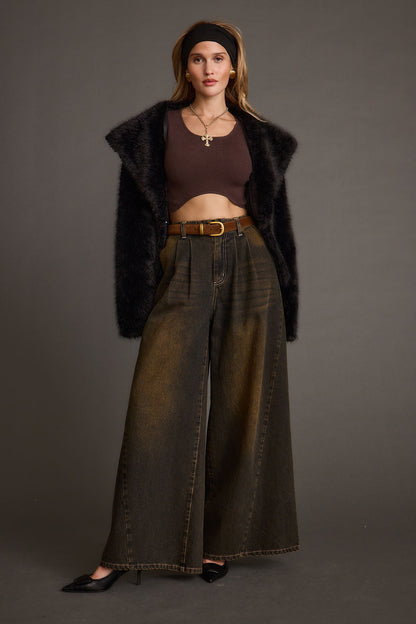 Brielle Black Faux Fur Cropped Jacket