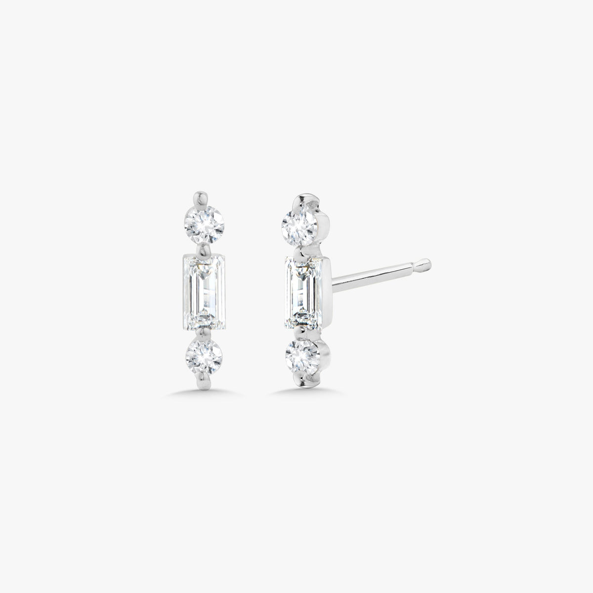 Brooklyn Baguette Bar Diamond Stud Earrings