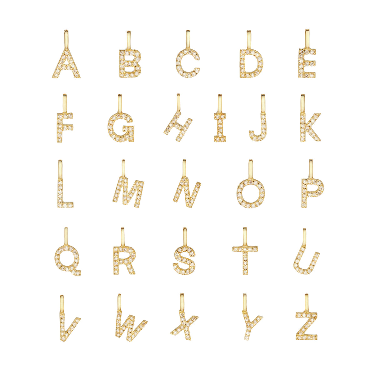 Solid Gold Genuine Diamond Initial Letter Necklace