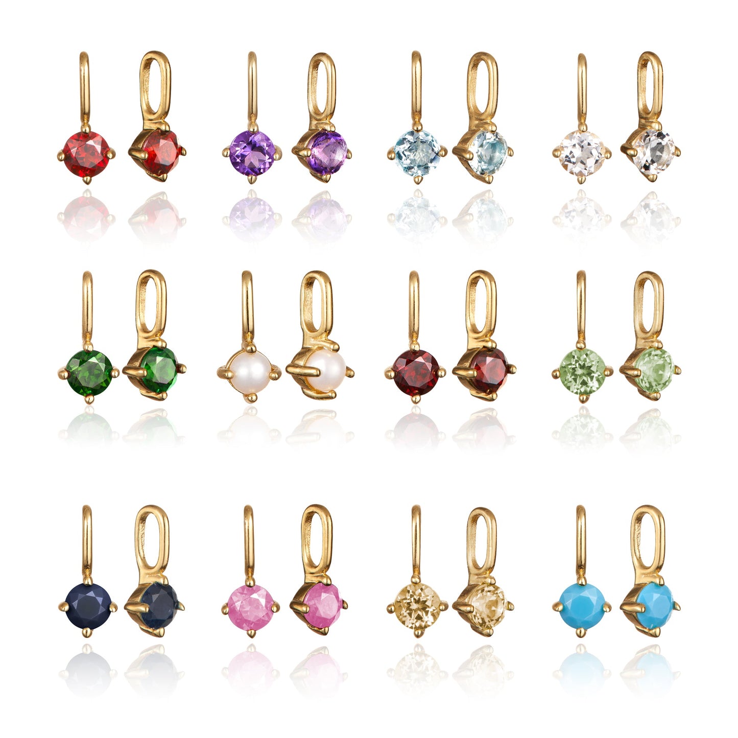 Gold Small Individual Birthstone Charm