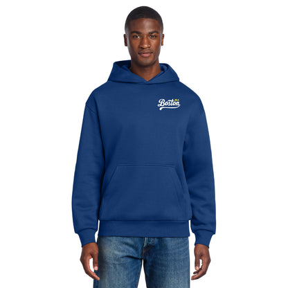 Boston 26.2 - Heavyweight Deep Royal Fleece Hoodie (DT6150) (HBM26-11 LC, HBM26-12 back)