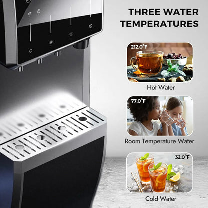 5-In-1 Bottom Loading Water Cooler Water Dispenser with Crushed & Chewable Ice Maker, Child Safety Lock Inset