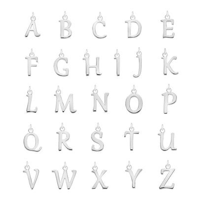 Solid White Gold Individual Curve Initial Charm