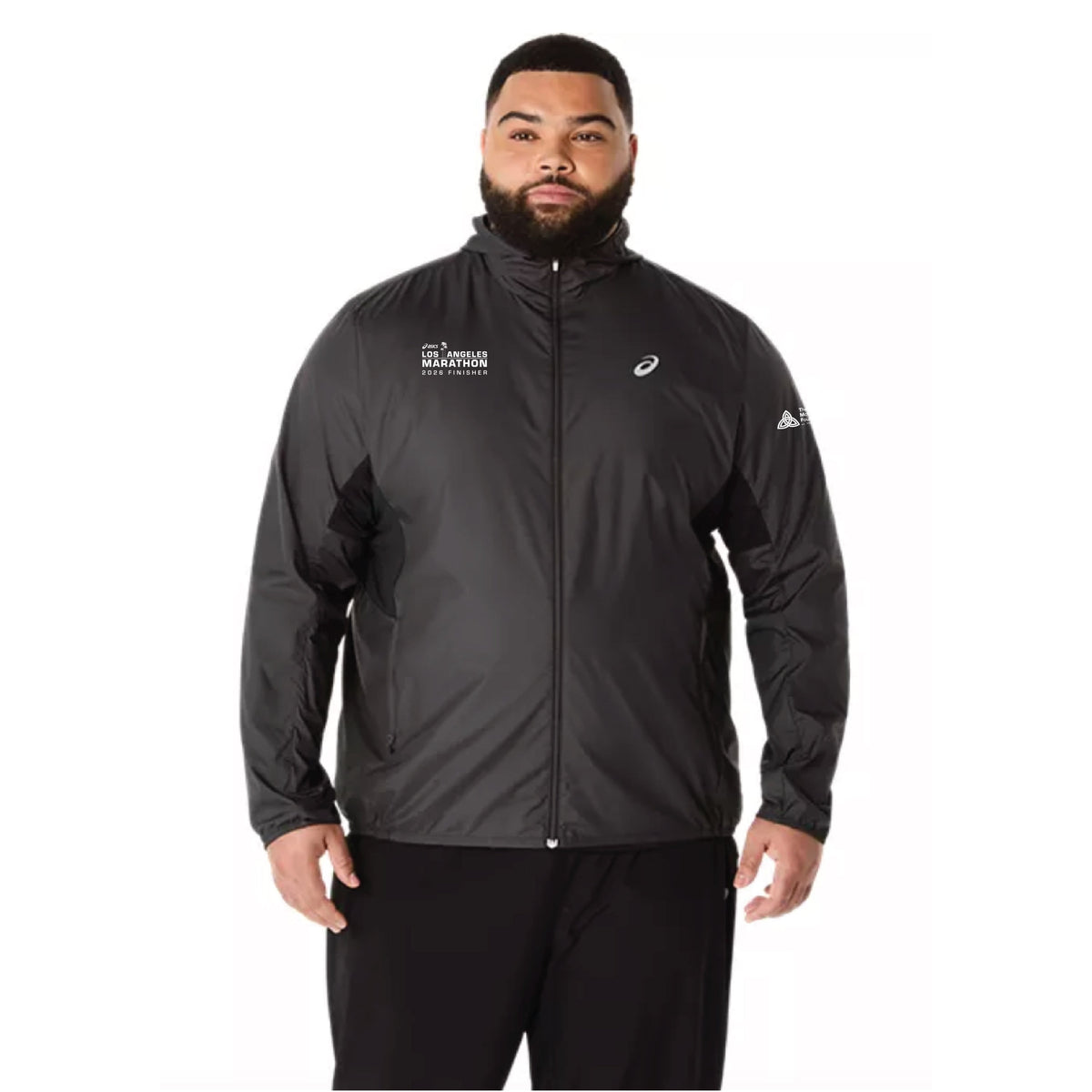 2026 ASICS Los Angeles Marathon FINISHER - ASICS Men's Silver Jacket Black (2011D235) (LA26-35)
