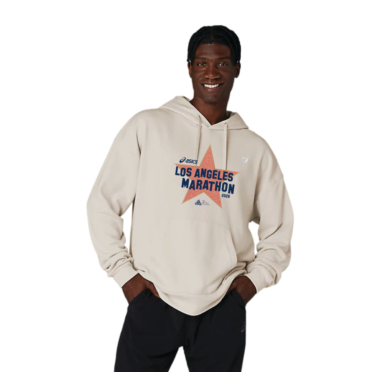 2026 ASICS Los Angeles Marathon - LIMITED EDITION - ASICS Unisex Sweat Relax Pull Over Hoodie Oatmeal (2031E699) (LA26-24, LA26-19)