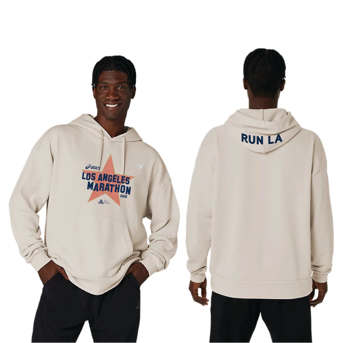 2026 ASICS Los Angeles Marathon - LIMITED EDITION - ASICS Unisex Sweat Relax Pull Over Hoodie Oatmeal (2031E699) (LA26-24, LA26-19)