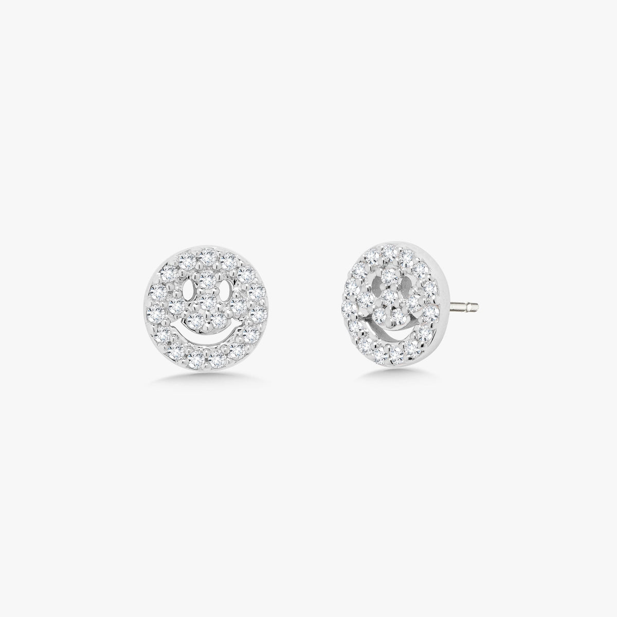 Little Drew Smiley Pave Diamond Stud Earrings