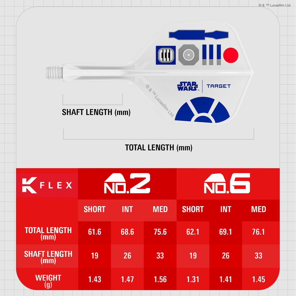 TARGET x STAR WARS - K-FLEX NO6 Shape - R2D2 - All-In-One Moulded Flights