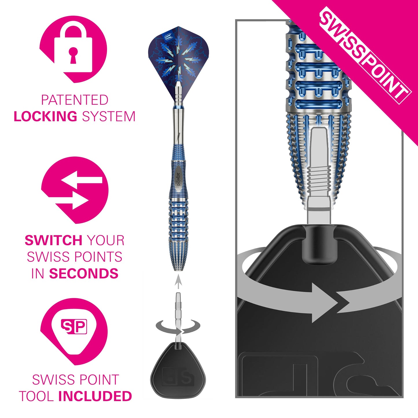 TARGET - 22g - Phil Taylor GX2 - Steel Tip Swiss Point - 95% Tungsten Darts