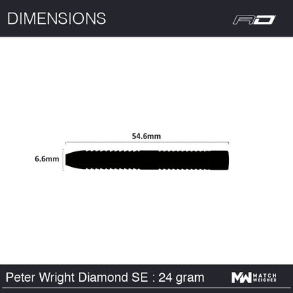 RED DRAGON - Peter Wright Snakebite WC Diamond Fusion Darts - 90% Tungsten - 24g