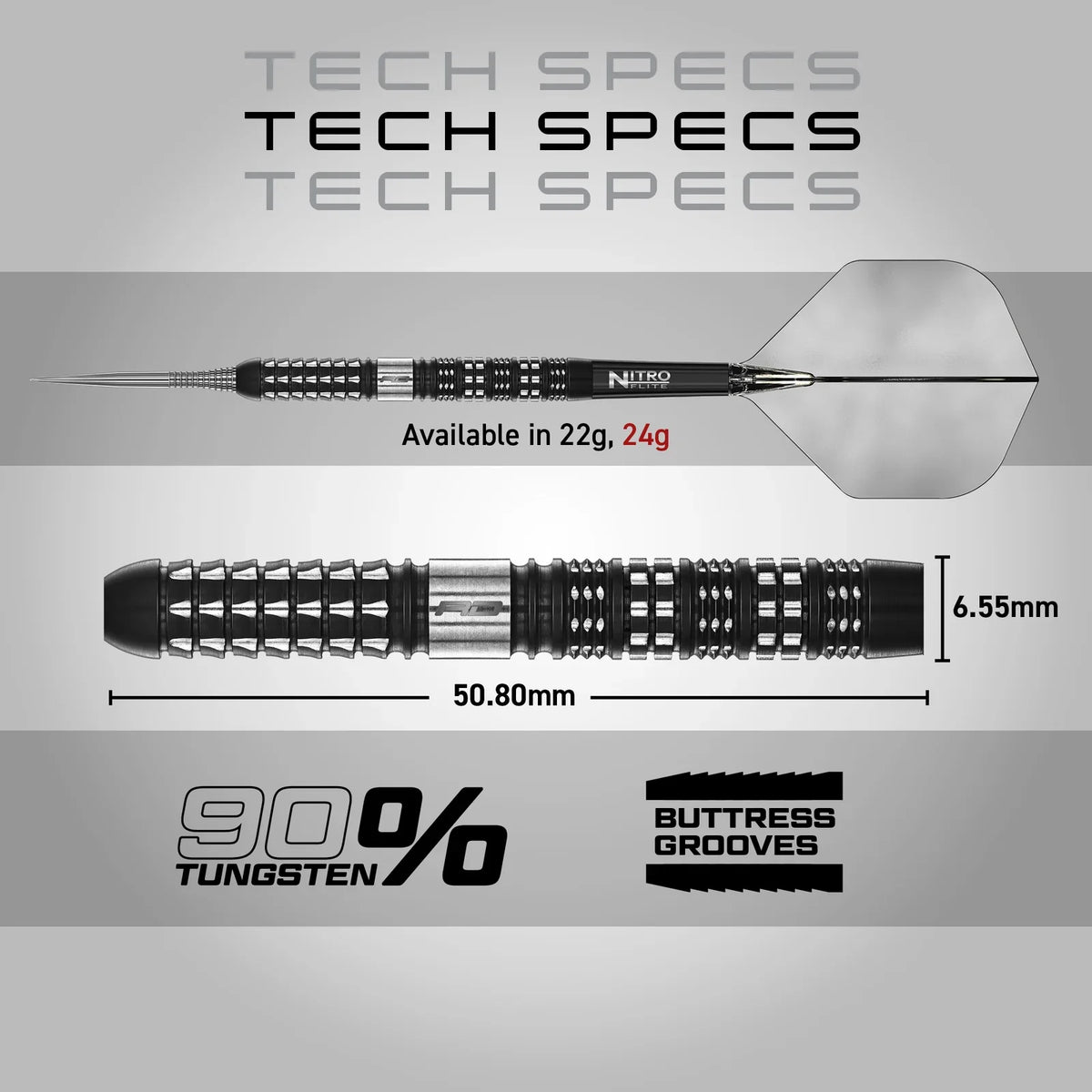 RED DRAGON - 24g RECON PARALLEL Darts - 90% Tungsten