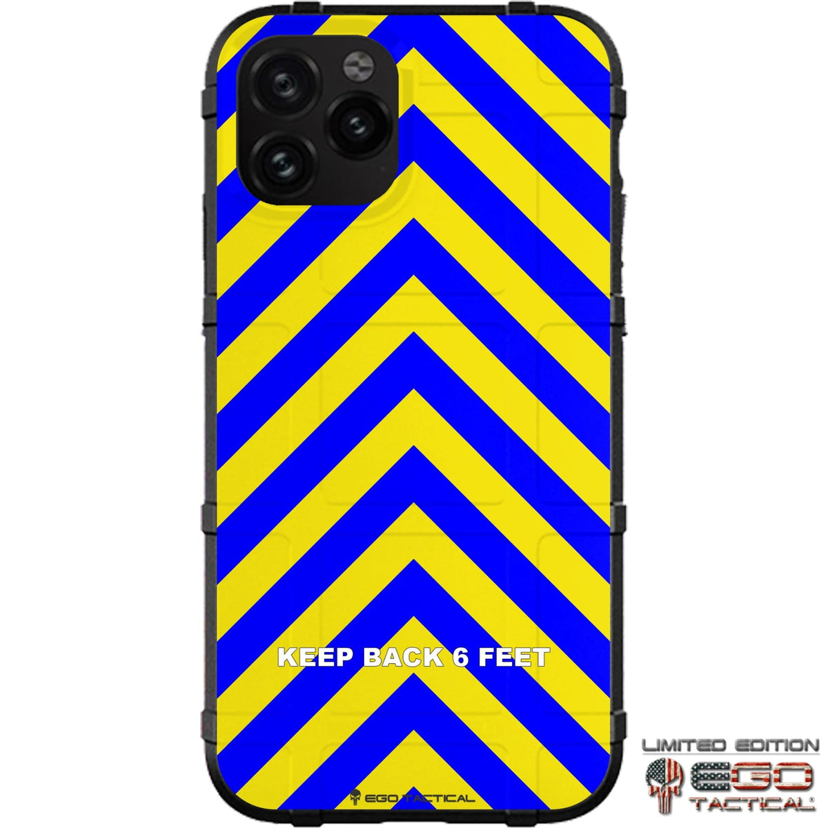 Emergency Vehicle Safety Chevrons Red/Yellow or Blue/Yellow (Stay Back Text) Custom Printed Case Design for Apple, Samsung, Google & Motorola Phone Models
