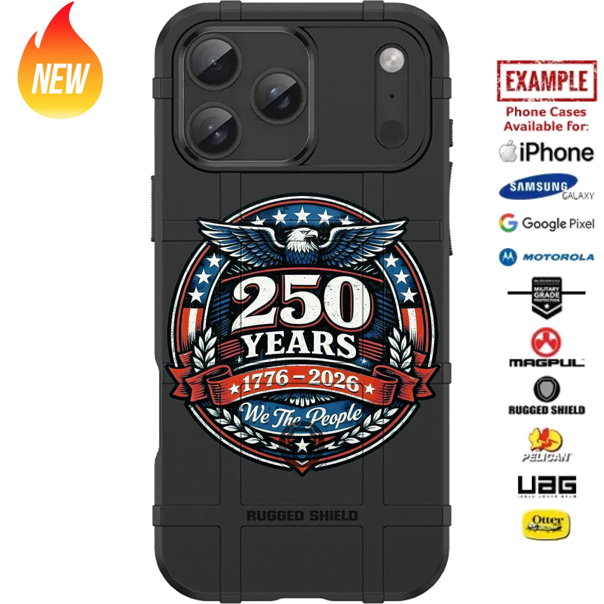 250 Years Eagle Seal We The People - USA's 250th Semiquincentennial Anniversary Custom Printed Case Design for Apple, Samsung, Google & Motorola Phone Models