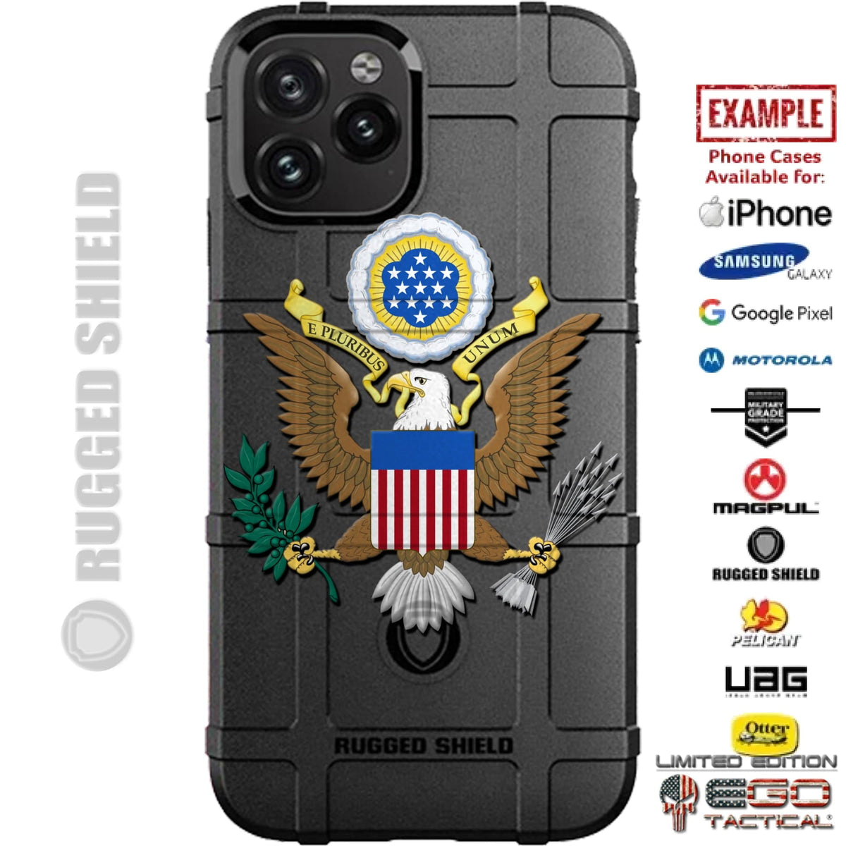 Great Seal US Coat of Arms E Pluribus Unum Custom Printed Case Design for Apple, Samsung, Google & Motorola Phone Models