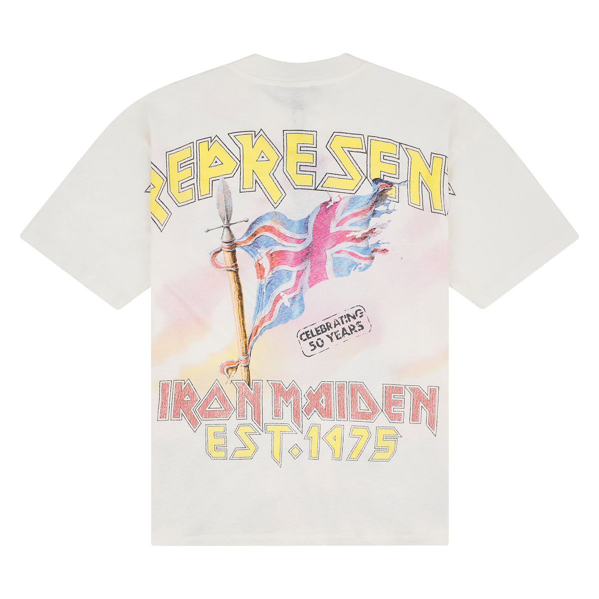 Iron Maiden Steed Tee | Flat White
