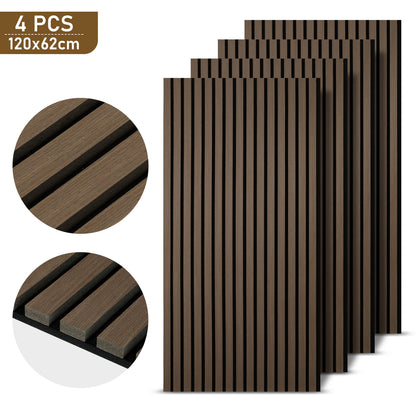 Set of 4 Acoustic Panels, Wood, 120 X 60Cm, 21Mm Thick, Made of MDF And PET Felt, Suitable for Noise Reduction in Living Rooms, Offices, And Studios