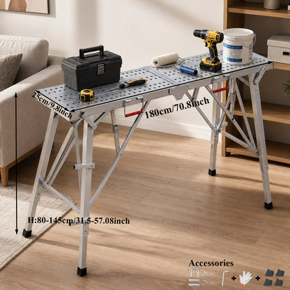 Portable Foldable Workbench – Heavy-Duty Adjustable-Height Work Platform for Home Renovation, RV Cleaning & Outdoor Use