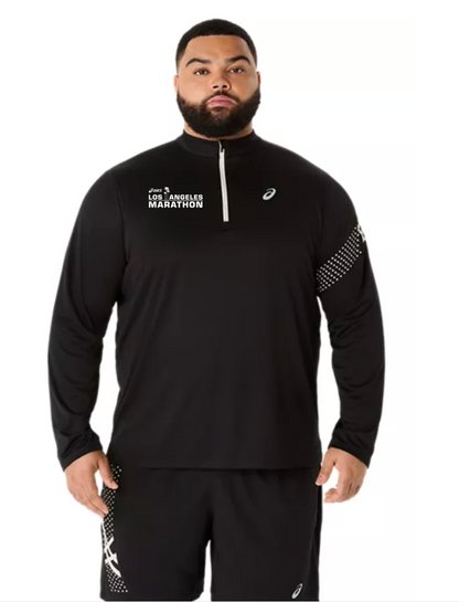 2027 ASICS Los Angeles Marathon - ASICS Men's Icon Long Sleeve 1/2 Zip Black (2011D459)(LA27-12)