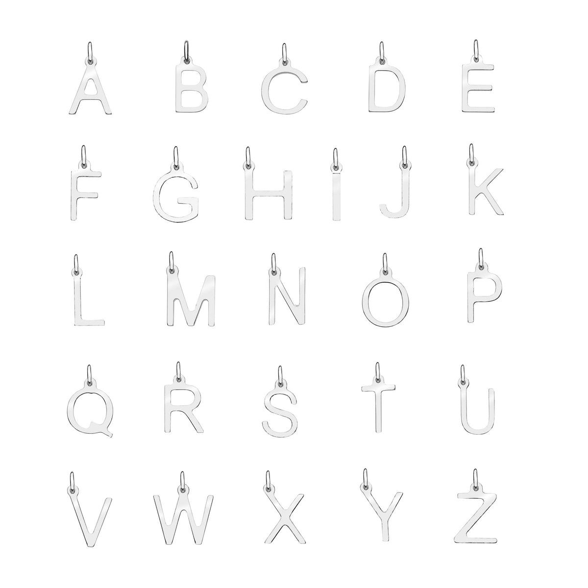 Solid White Gold Individual Initial Charm
