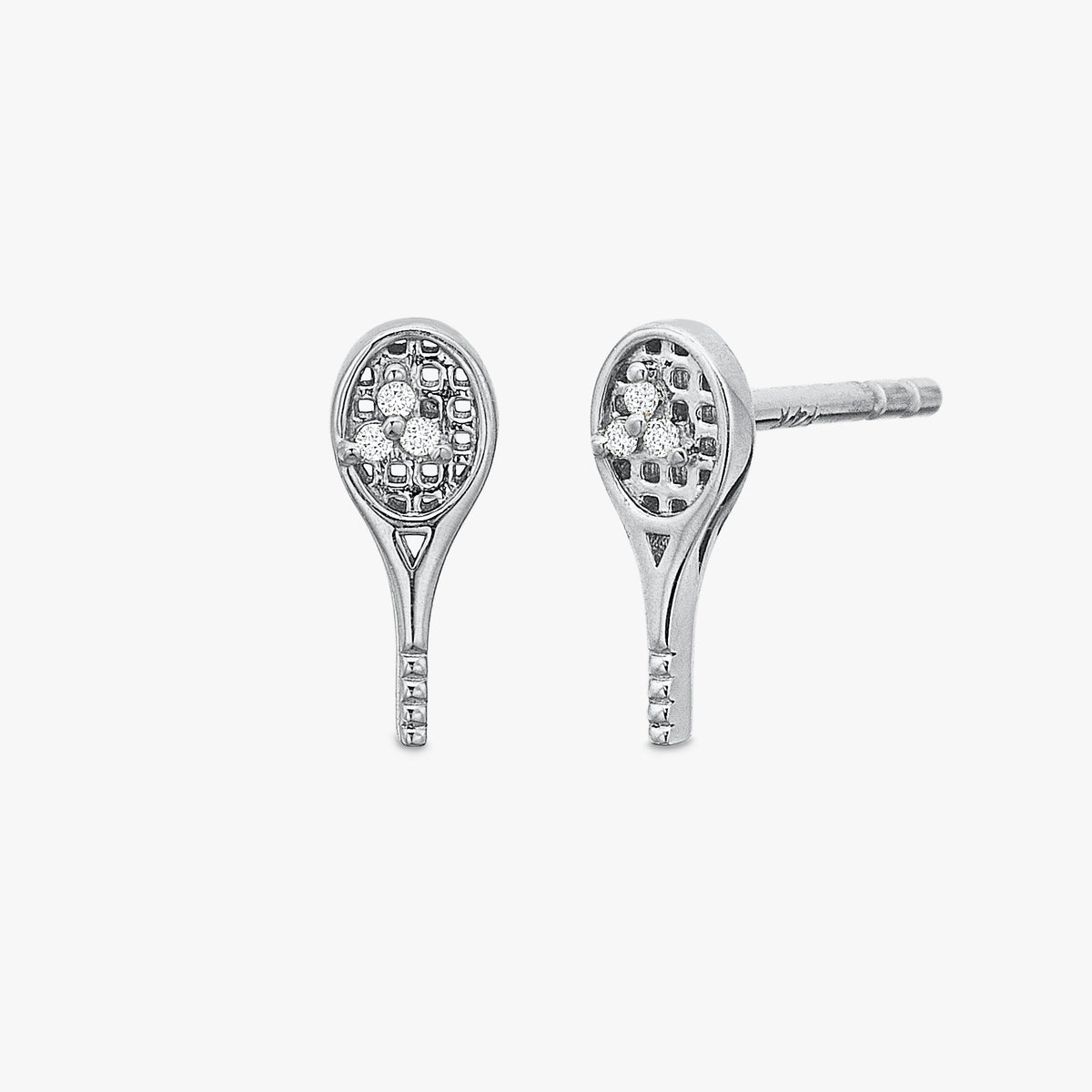 30 Love Diamond Tennis Racquet Stud Earrings