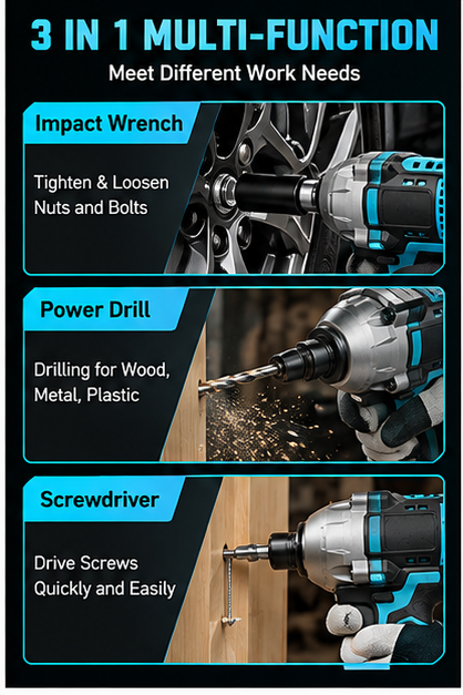 Cordless Impact Wrench Kit For Fast Repairs & DIY Projects
