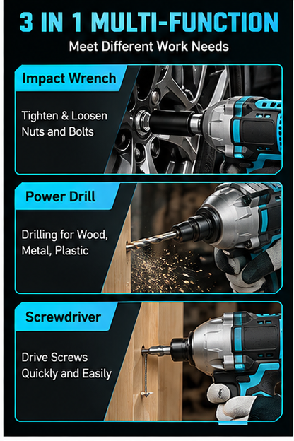 Cordless Impact Wrench Kit For Fast Repairs & DIY Projects