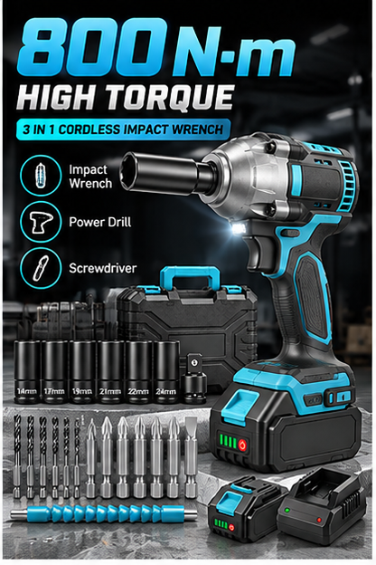 Cordless Impact Wrench Kit For Fast Repairs & DIY Projects