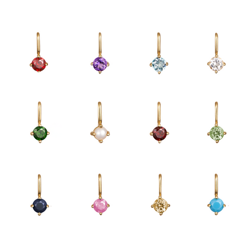 Gold Small Individual Birthstone Charm