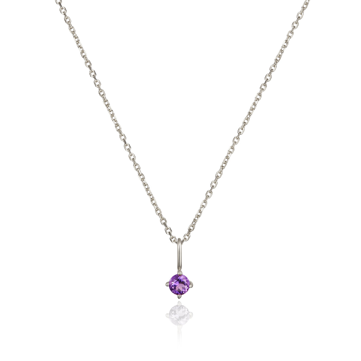 Silver Small Birthstone Pendant Necklace