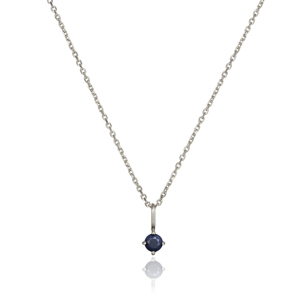 Solid White Gold Small Birthstone Pendant Necklace
