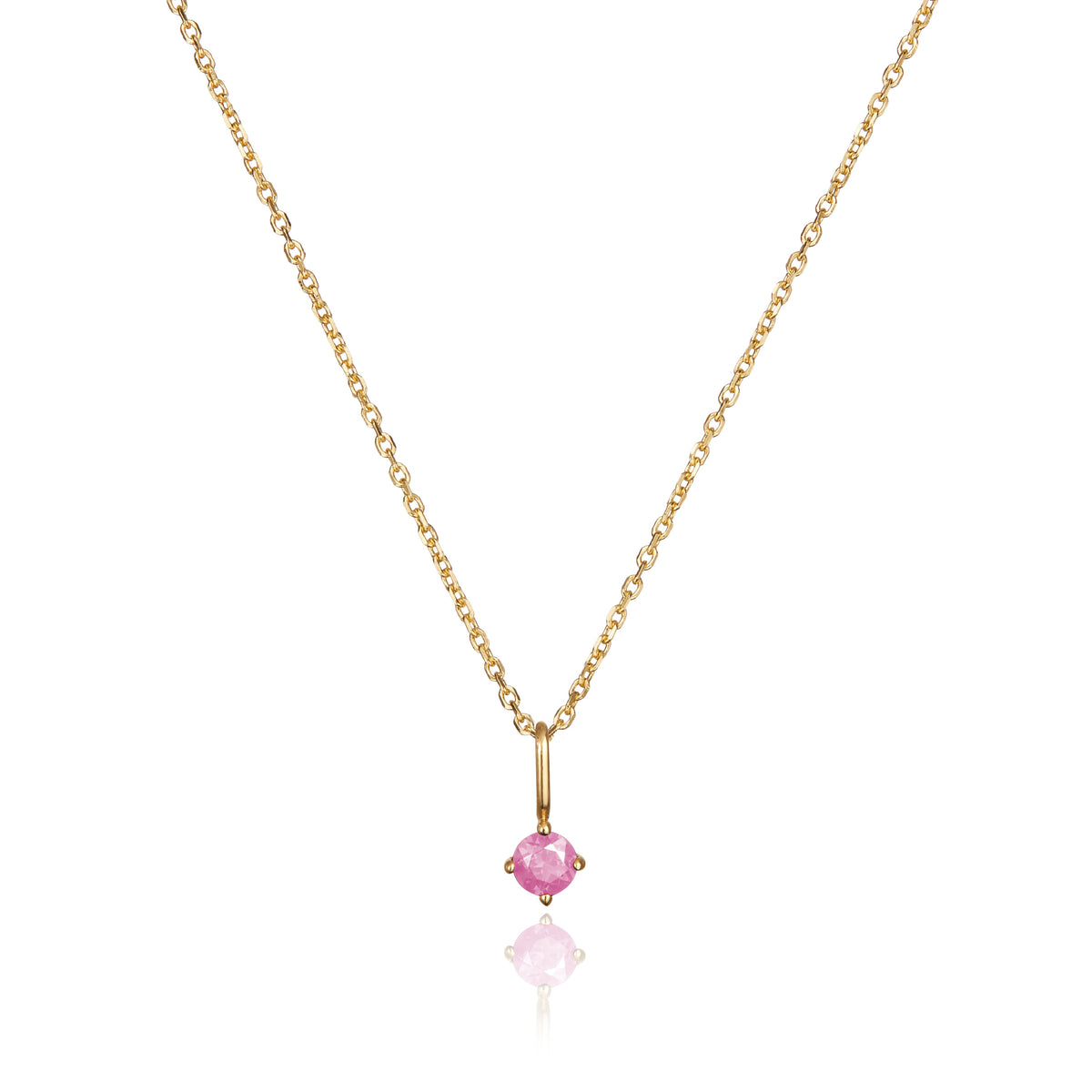 Gold Small Birthstone Pendant Necklace