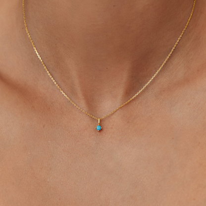 Solid White Gold Small Birthstone Pendant Necklace
